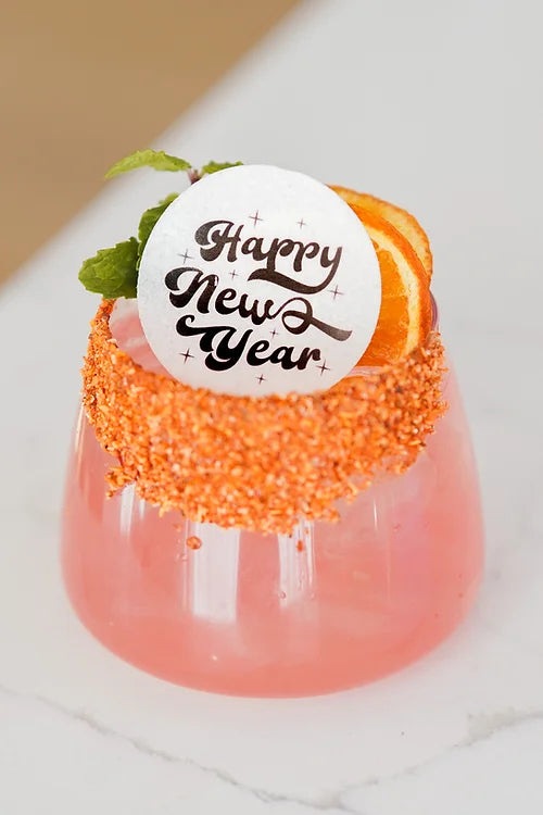 50 Edible Happy New Year Cocktail Toppers, 50 Edible Holiday Beverage Drink Garnish