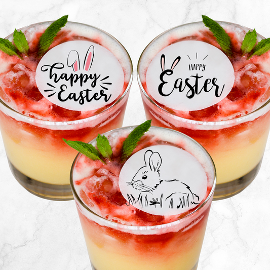 50 Edible Easter Bunny 3-Pack Cocktail Toppers, 50 Edible Holiday Easter Beverage Drink Garnish
