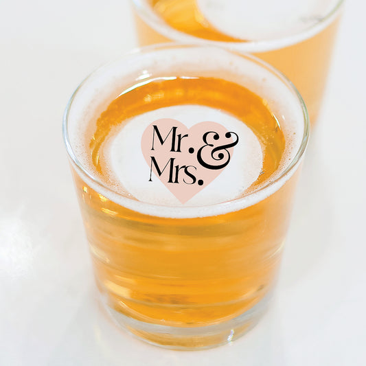 50 Edible Mr. & Mrs. Cocktail Toppers, 50 Edible Engagement Bridal Wedding Party Beverage Drink Garnish