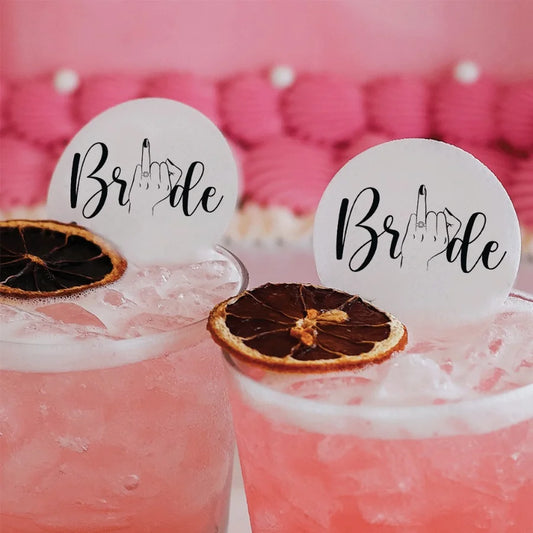 50 Edible Bride To Be Toppers, 50 Edible Bridal Shower Bachelorette Beverage Drink Garnish