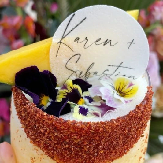 Script Personalized Toppers - 50 Edible Cocktail Garnish