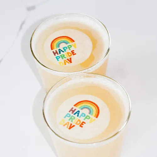 50 Edible Happy Pride Rainbow Cocktail Toppers, 50 Edible Pride Beverage Drink Garnish