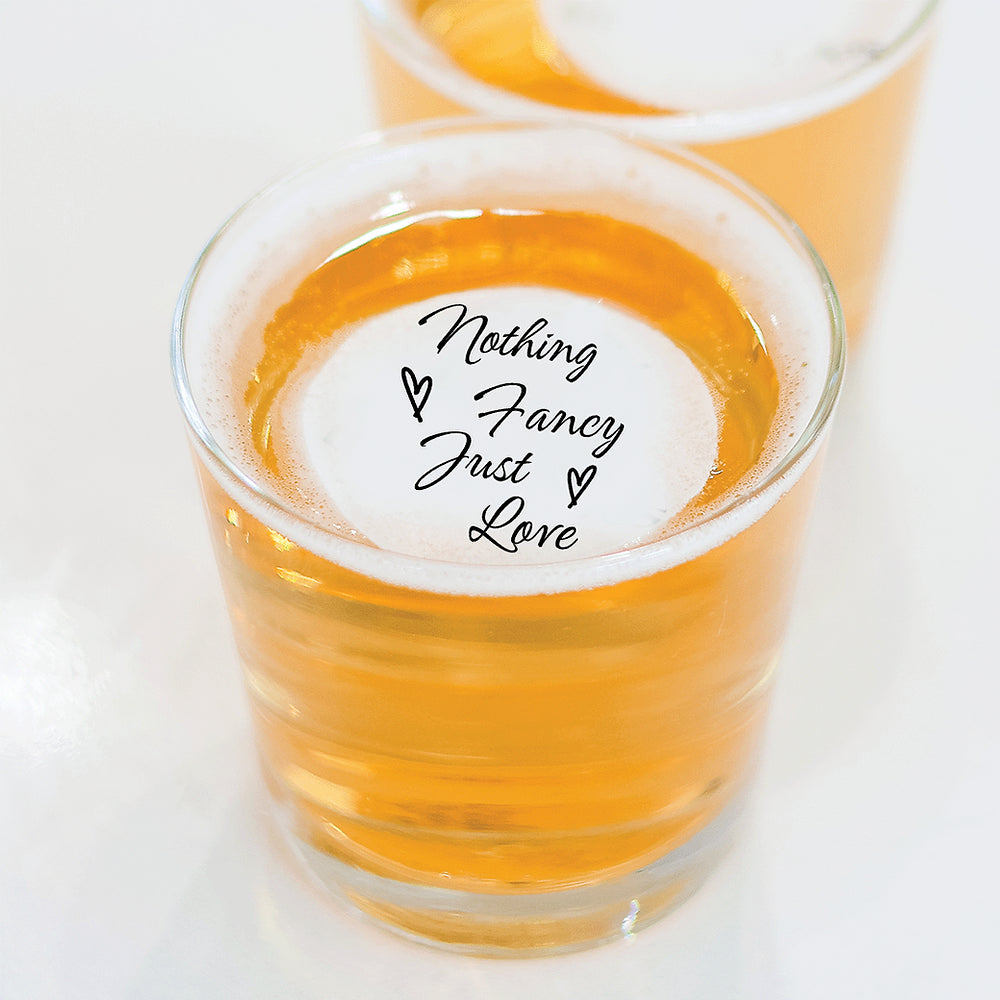 50 Edible Nothing Fancy, Just Love Cocktail Toppers, 50 Edible Engagement Bridal Wedding Party Beverage Drink Garnish