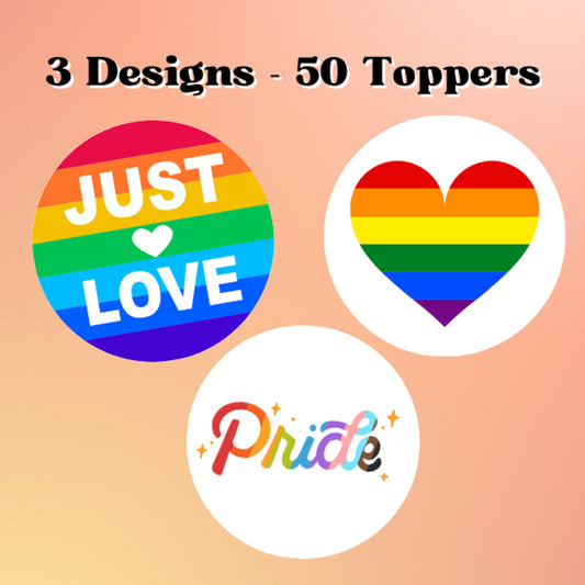 50 Edible Pride Cocktail Set Toppers - Edible Beverage Garnishes 