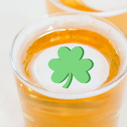 50 Edible Lucky Clover Cocktail Toppers, Saint Patrick's Day Pub Edible Drink Beverage Garnishes