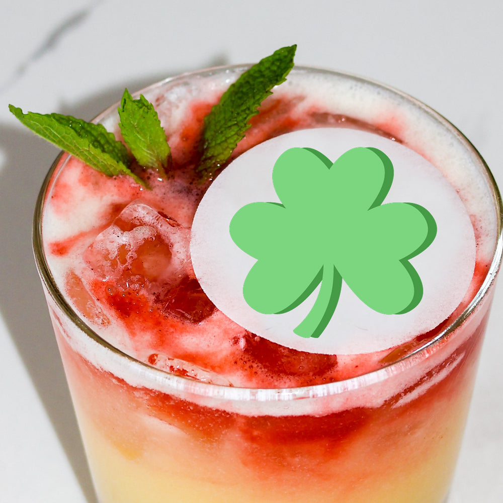 50 Edible Lucky Clover Cocktail Toppers, Saint Patrick's Day Pub Edible Drink Beverage Garnishes