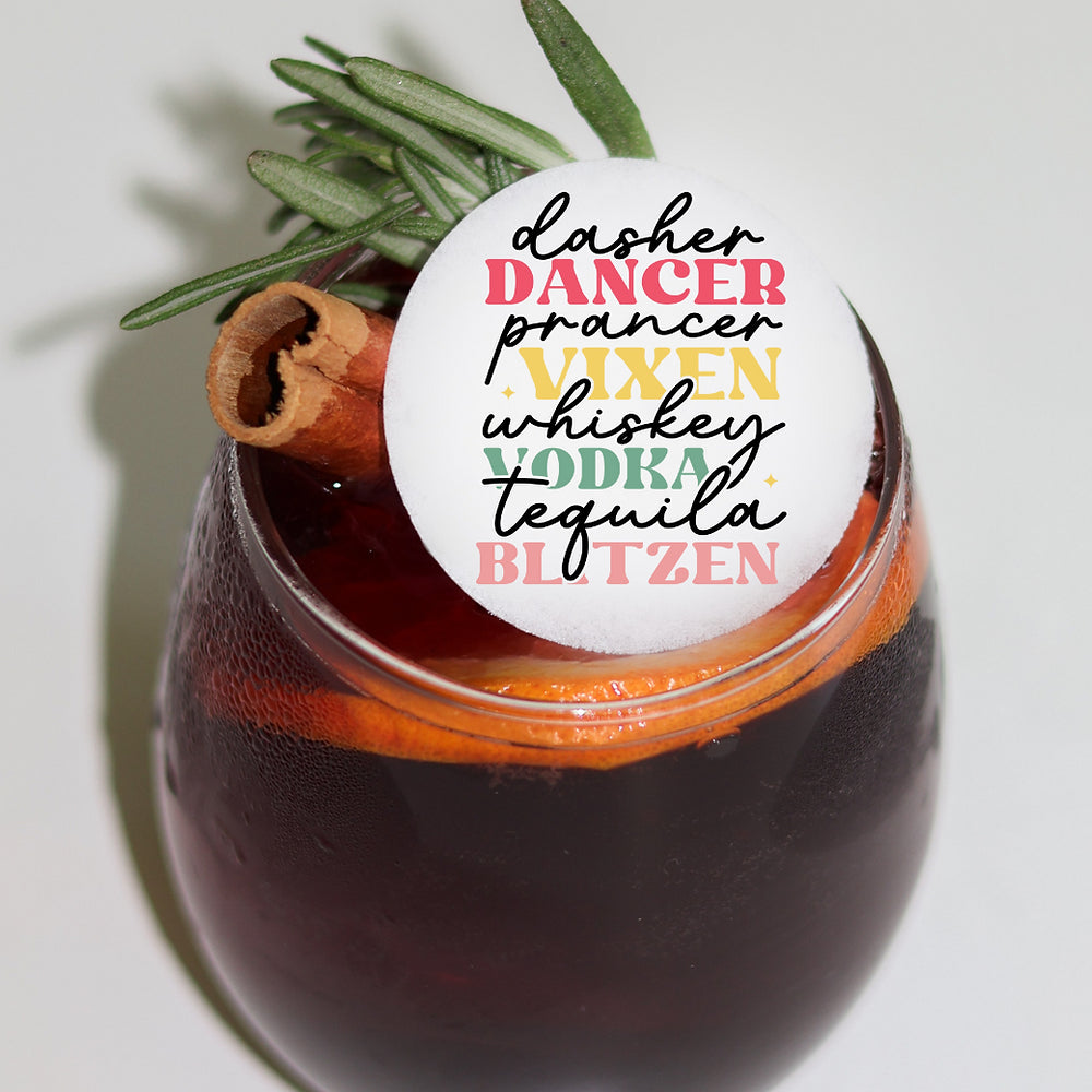 50 Edible Vixen, Whiskey, Vodka Cocktail Toppers, 50 Edible Funny Xmas Party Beverage Drink Garnish