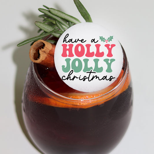 50 Edible Holly Jolly Christmas Cocktail Toppers, 50 Edible Holiday Beverage Drink Garnish
