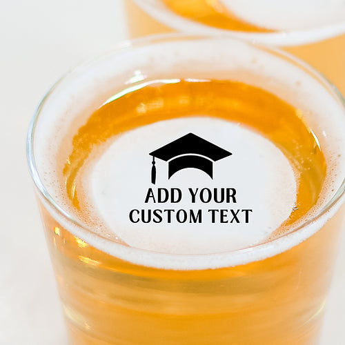 50 Edible Graduation Party Personalized Cocktail Toppers, 50 Edible Grad Beverage Drink Garnish