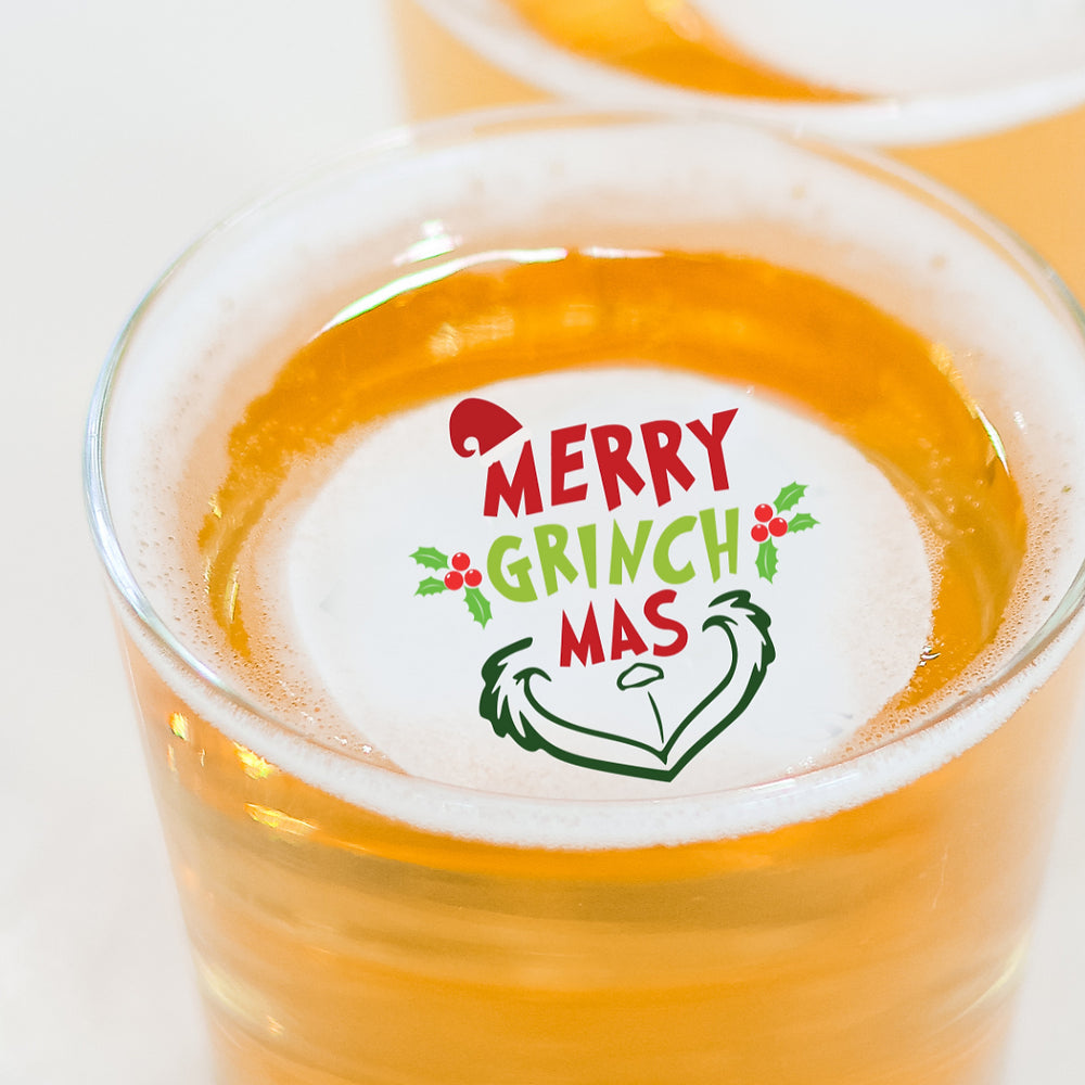 50 Edible Merry Grinchmas Cocktail Toppers, 50 Edible Holiday Party Beverage Drink Garnish