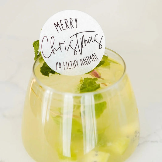 Ya Filthy Animal -  Christmas Holiday Toppers - 50 Edible Cocktail Garnish