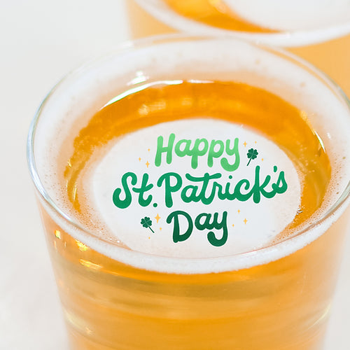 50 Edible Happy St. Patrick's Day Cocktail Toppers, 50 Edible Holiday Pub Beverage Drink Garnish