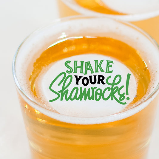50 Edible Saint Patrick's Day Shake Your Shamrocks - Patty's Day Edible Drink Toppers 