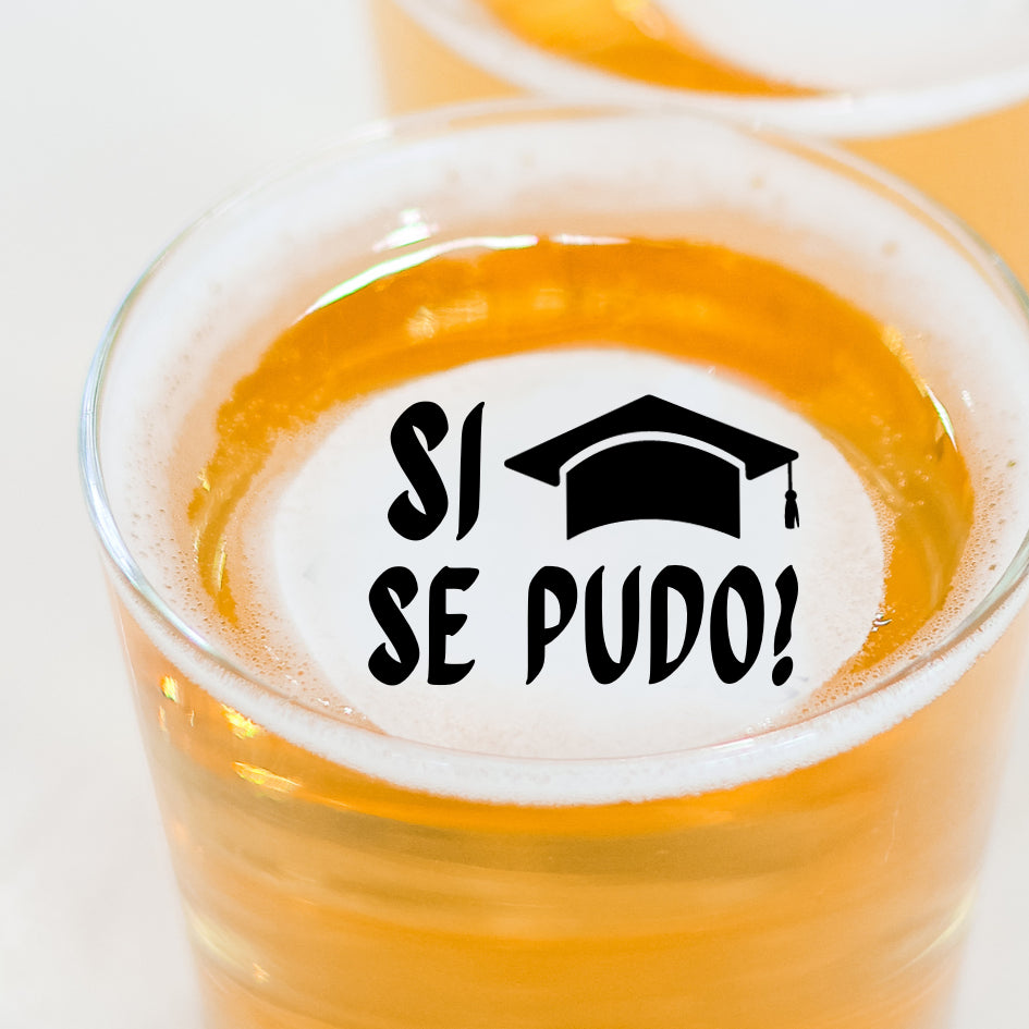 50 Edible Spanish Si Se Pudo Cocktail Toppers, 50 Edible Graduation Beverage Drink Garnish