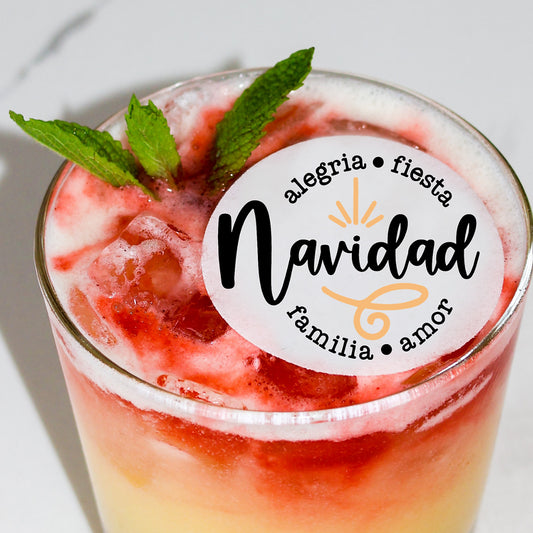 50 Edible Familia Navidad Holiday Cocktail Toppers, 50 Edible Beverage Drink Garnish