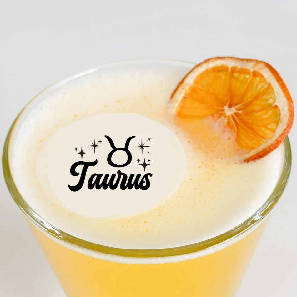 50 Edible Taurus Zodiac Sign Cocktail Toppers, 50 Edible Birthday Beverage Drink Garnish