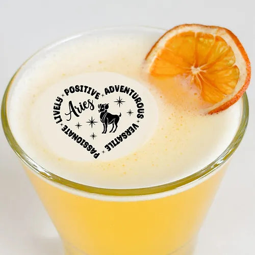 50 Edible Aries Zodiac Sign Cocktail Toppers, 50 Edible Birthday Beverage Drink Garnish