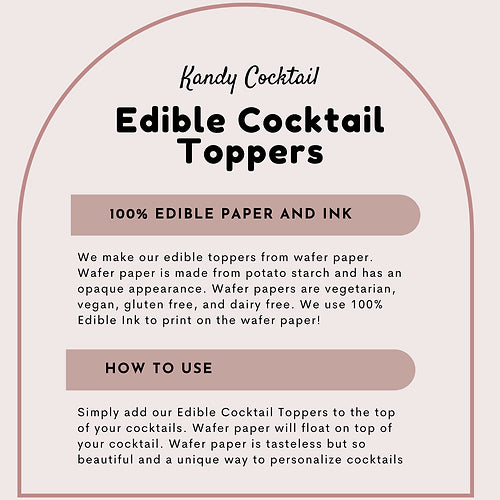 50 Edible Call Me Never Galentine's Cocktail Toppers, 50 Edible Valentine's Beverage Drink Garnish