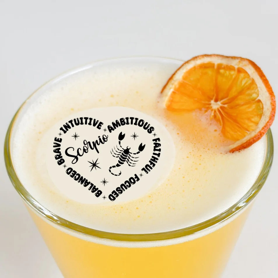 50 Edible Scorpio Zodiac Sign Cocktail Toppers, 50 Edible Birthday Beverage Drink Garnish