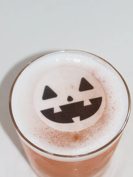 50 Edible Jack O Lantern Cocktail Toppers, 50 Edible Halloween Beverage Drink Garnish