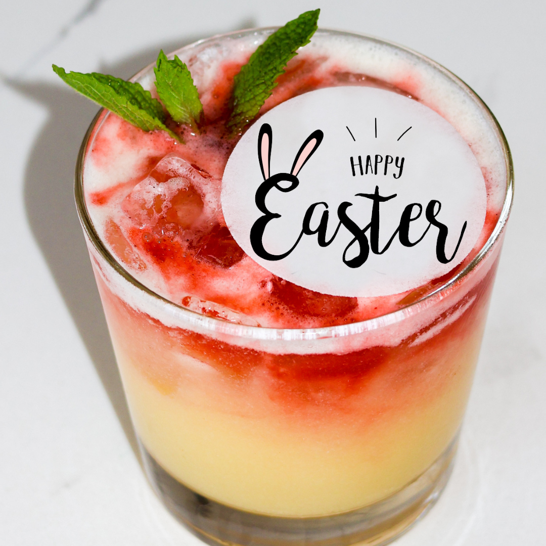 50 Edible Happy Bunny Easter Cocktail Toppers, 50 Edible Holiday Bunny Beverage Drink Garnish