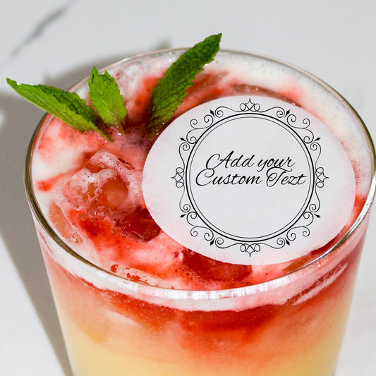 50 Edible Elegant Personalized Cocktail Toppers, 50 Edible Quinceañera Beverage Drink Garnish