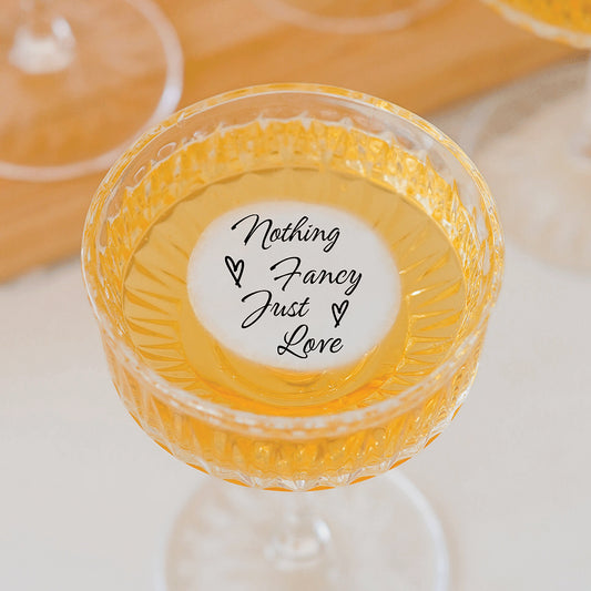 Nothing Fancy, Just Love - 50 Edible Cocktail Toppers Wedding Engagement Day Beverage Garnish50 Edible Nothing Fancy, Just Love Cocktail Toppers, 50 Edible Engagement Bridal Wedding Party Beverage Drink Garnish