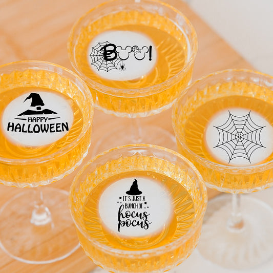 50 Edible Hocus Pocus 4 Pack Cocktail Toppers, 50 Edible Halloween Beverage Drink Garnish