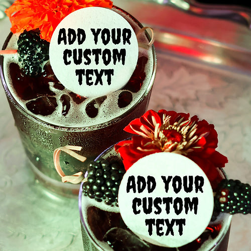 50 Edible Halloween Font Custom Personalized Cocktail Toppers, 50 Edible Halloween Beverage Drink Garnish 
