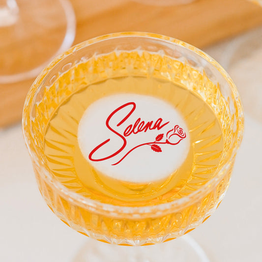 50 Edible Selena Como La Flor Cocktail Toppers, 50 Edible Mexican Party Beverage Drink Garnish