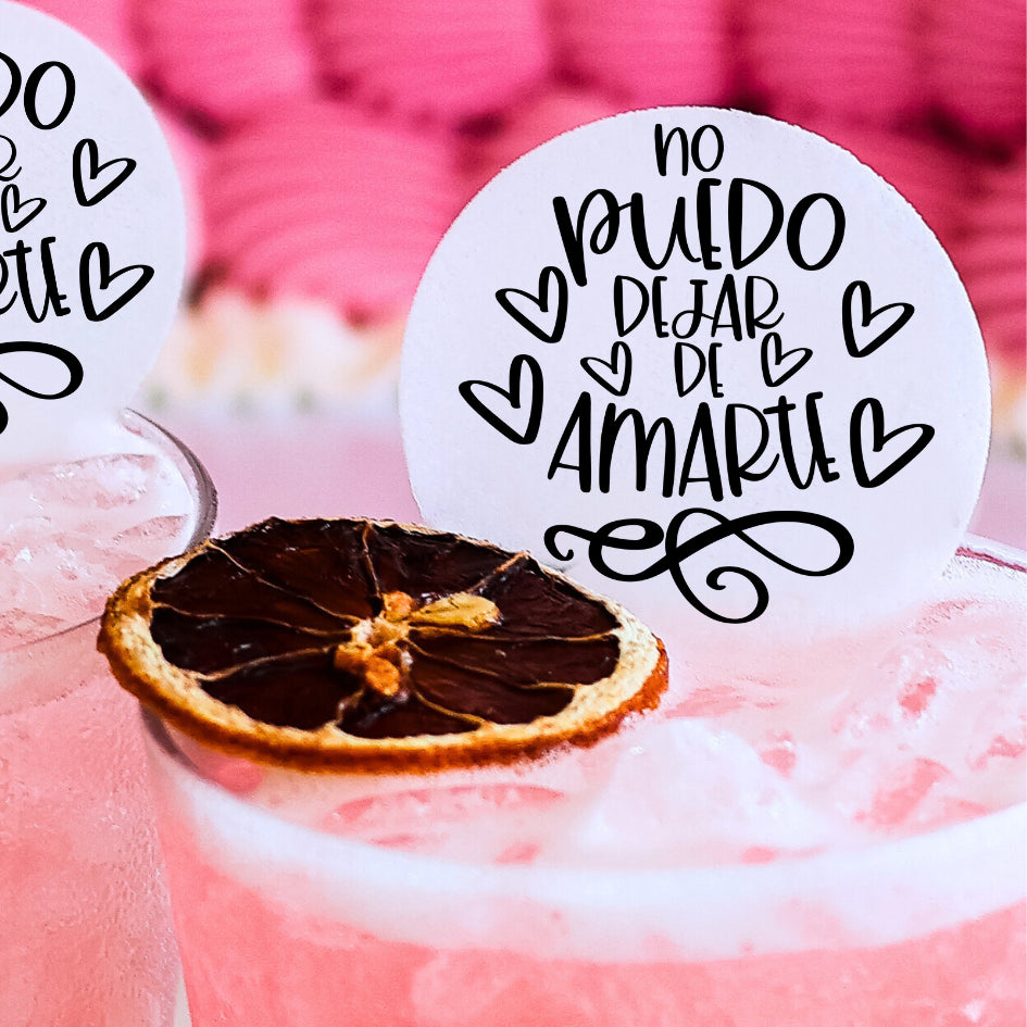 50 Edible Amarte Cocktail Toppers, 50 Edible Valentine's Beverage Drink Garnish