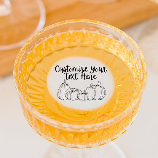 50 Thanksgiving Pumpkin Patch Personalized Cocktail Toppers - 50 Edible Holiday Beverage Garnish