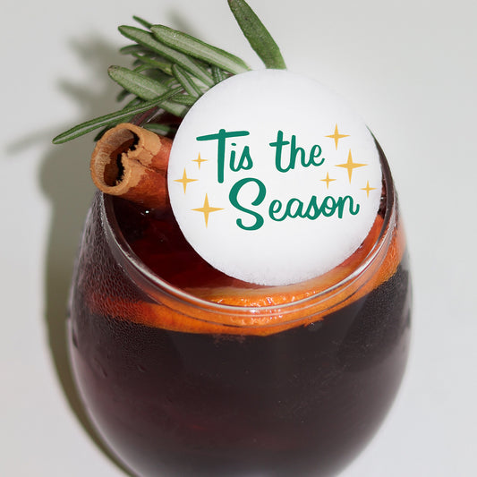 50 Edible Tis The Season Cocktail Toppers, 50 Edible Holiday Party Beverage Drink Garnish