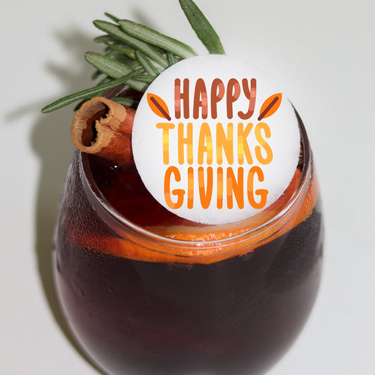 50 Edible Happy Thanksgiving Holiday Cocktail Toppers, 50 Edible Holiday Beverage Drink Garnish