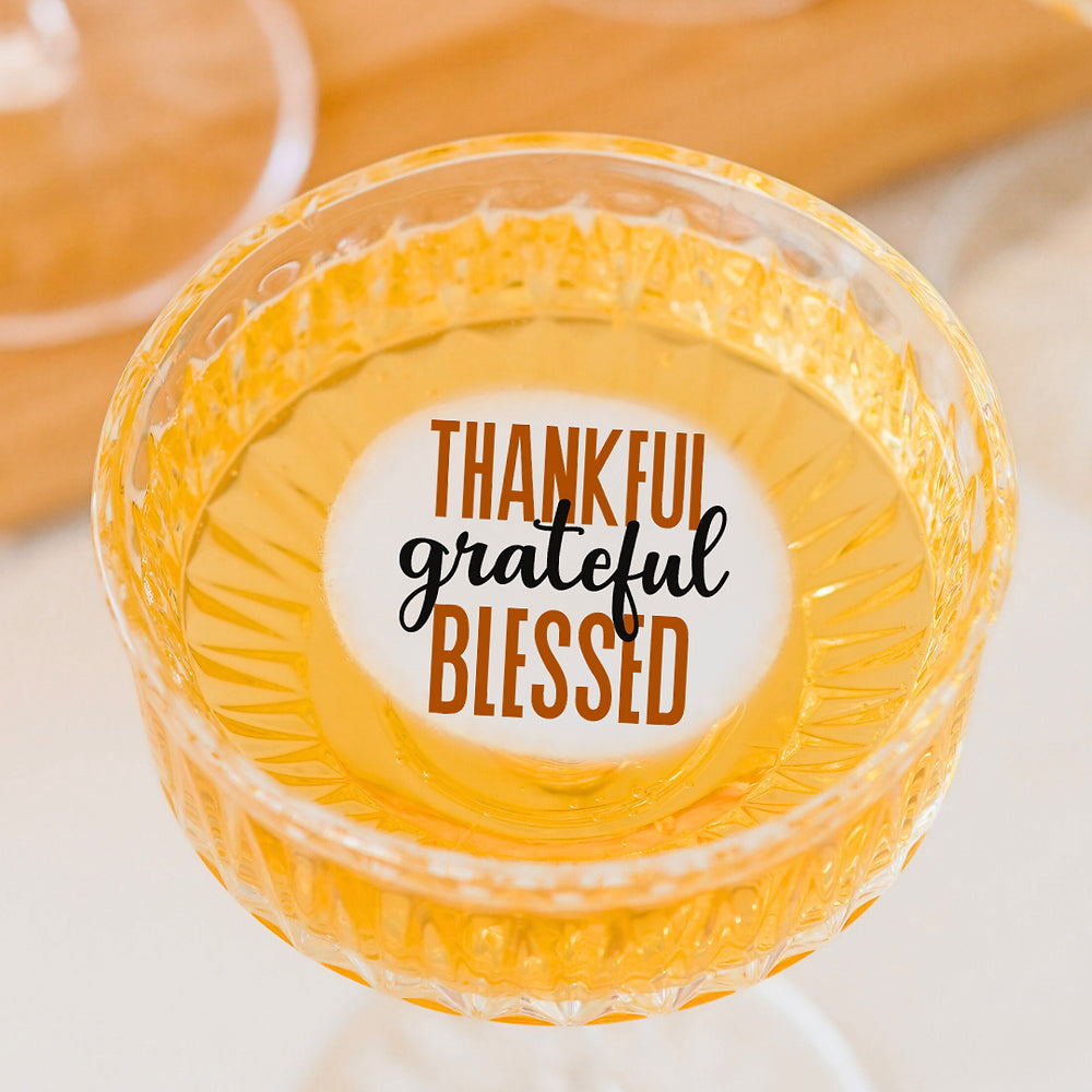Thankful, Grateful, Blessed Holiday Toppers - 50 Edible Cocktail Garnish