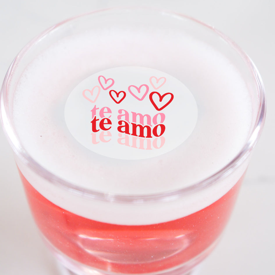 50 Edible Te Amo Cocktail Toppers, 50 Edible Valentine's Spanish Party Beverage Drink Garnish