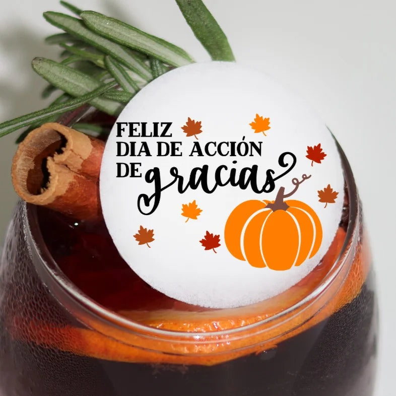50 Edible Accion De GraciasToppers, 50 Edible Thanksgiving Beverage Drink Garnish
