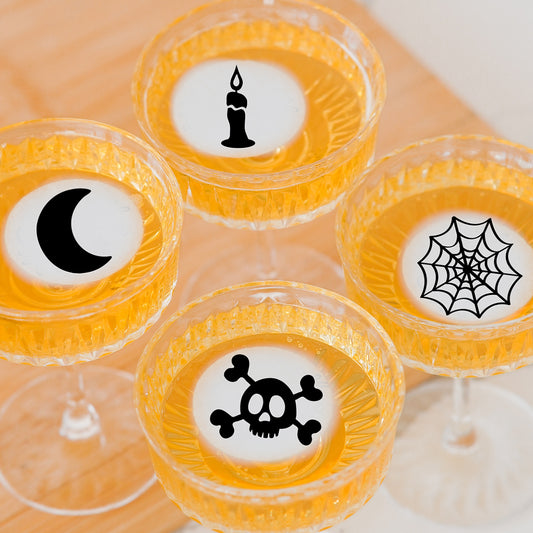 50 Edible Horror Night Cocktail Hour 4 Pack Cocktail Toppers, 50 Edible Halloween Beverage Drink Garnish
