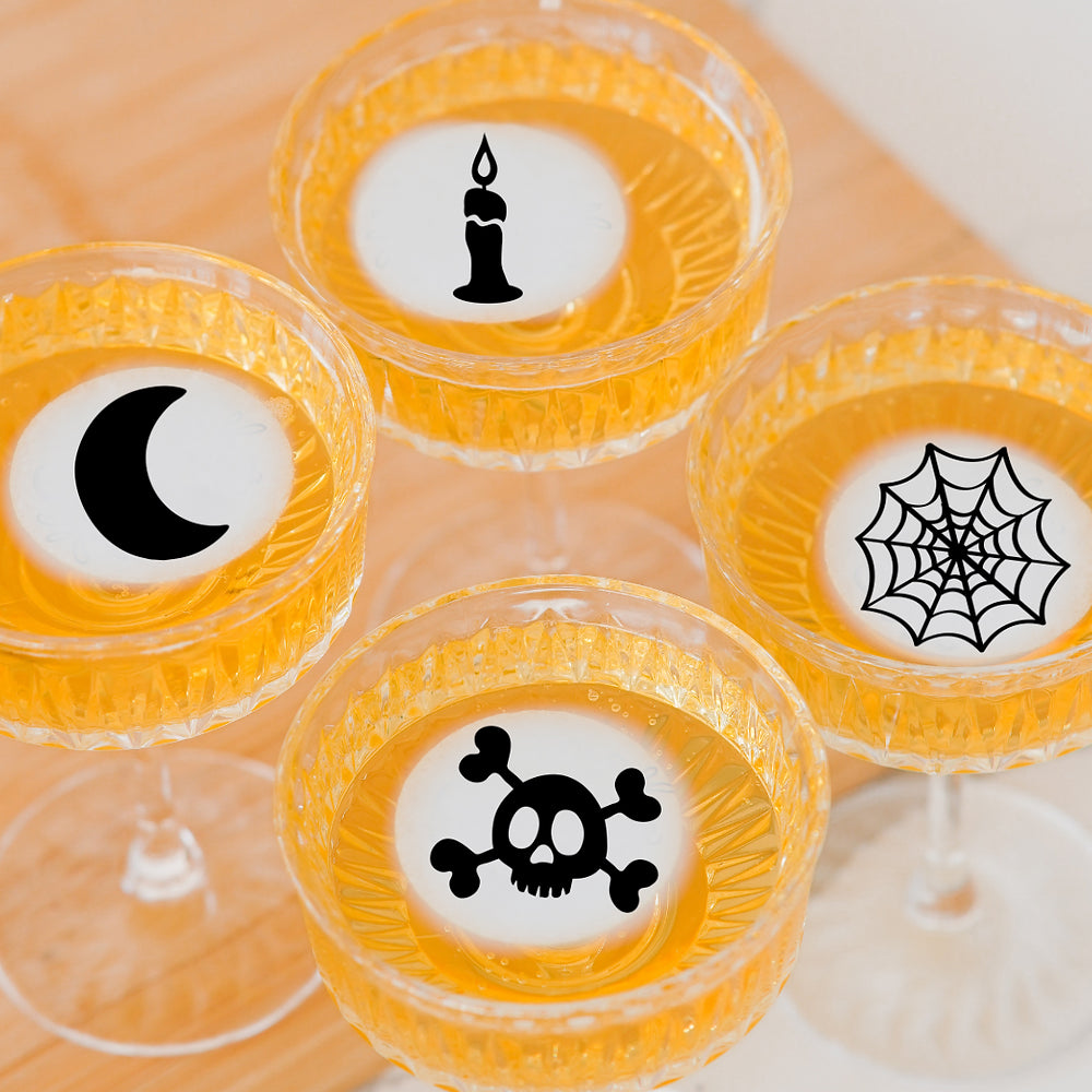 50 Edible Horror Night Cocktail Hour 4 Pack Cocktail Toppers, 50 Edible Halloween Beverage Drink Garnish
