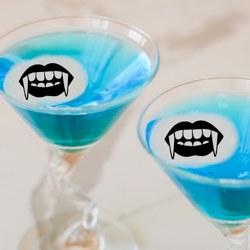 50 Edible Vampire Fangs Cocktail Toppers, 50 Edible Spooky Halloween Party Beverage Drink Garnish