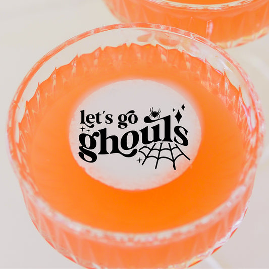 50 Edible Let's Go Ghouls Cocktail Toppers, 50 Edible Spooky Halloween Party Beverage Drink Garnish