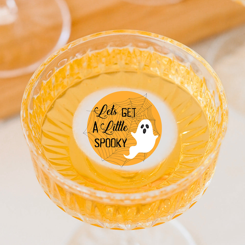 50 Edible Let's Get Spooky Toppers, 50 Edible Halloween Beverage Drink Garnish