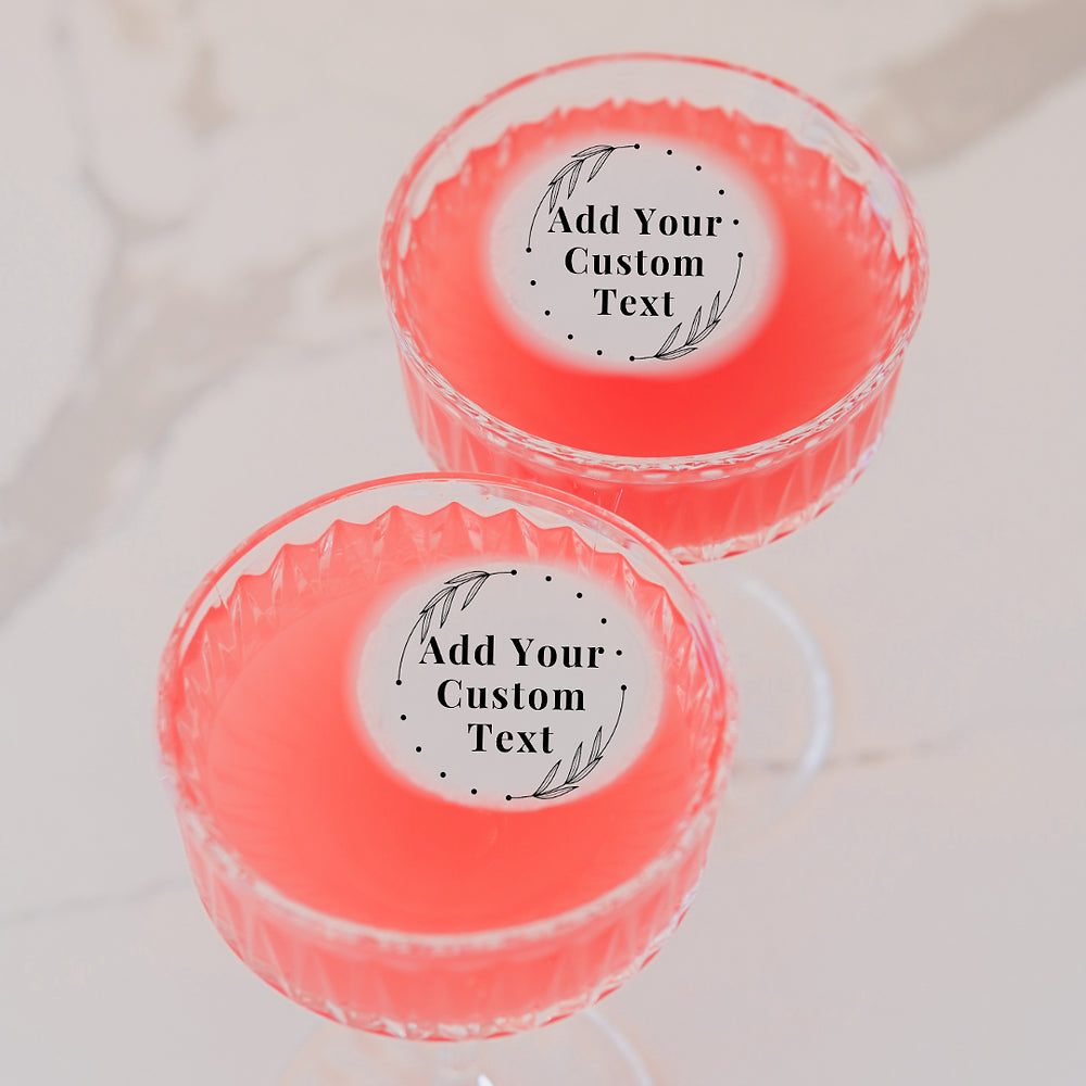 50 Wreath Branch Personalized Wedding Toppers - Customizable Edible Beverage Garnish  Edible Cocktail Garnish