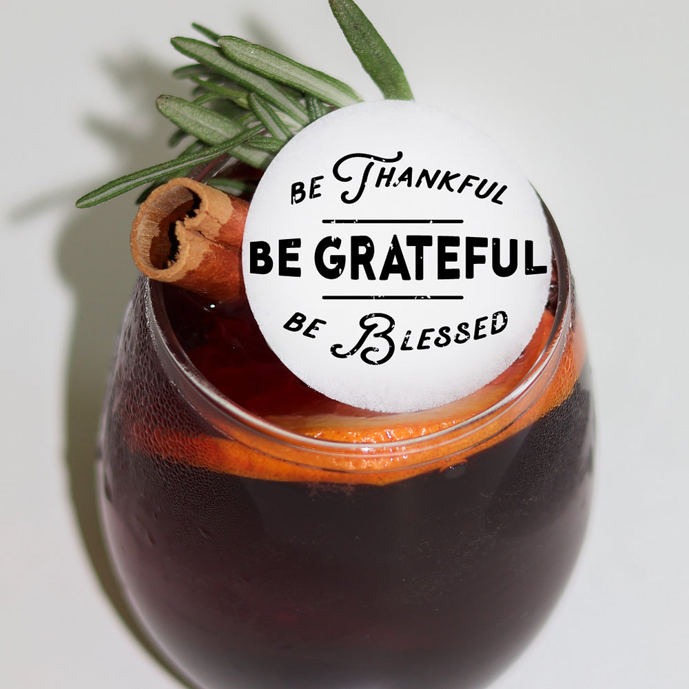 50 Edible Be Grateful Thanksgiving Toppers, 50 Edible Thanksgiving Beverage Drink Garnish