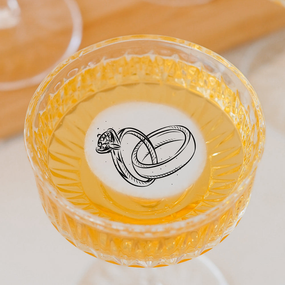 50 Engagement Party Wedding Cocktail Topper Pack for Dinner Rehearsals - Edible Beverage Garnishes  