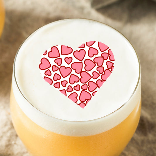 50 Edible Heart Shaped Hearts Cocktail Toppers, 50 Edible Valentine's Day Beverage Drink Garnish