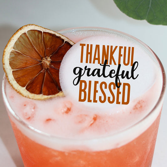 Thankful, Grateful, Blessed Holiday Toppers - 50 Edible Cocktail Garnish