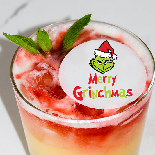 50 Edible Grinch Merry Grinchmas Cocktail Toppers, 50 Edible Holiday Beverage Drink Garnish