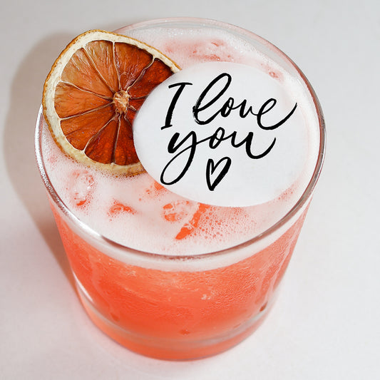 50 Edible I Love You Cocktail Toppers, 50 Edible Wedding Valentine Beverage Drink Garnish