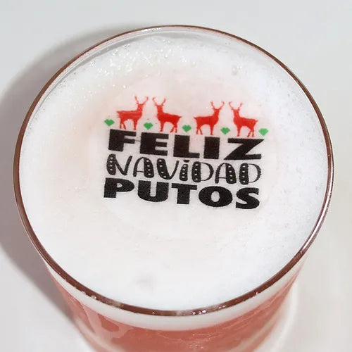 50 Edible Feliz Navidad Putos Cocktail Toppers, 50 Edible Funny Christmas Beverage Drink Garnish 